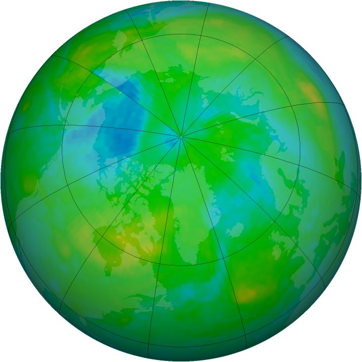 Arctic ozone map for 07 August 1994
